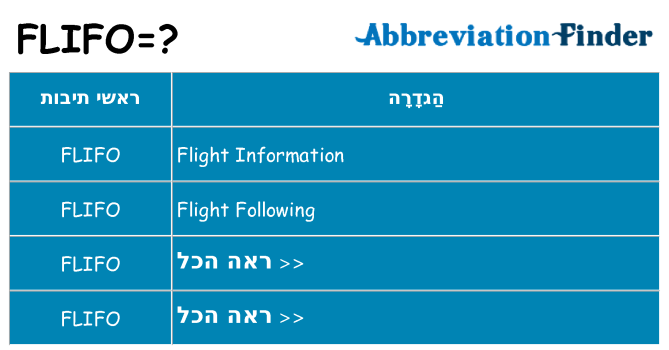 מה הפירוש flifo