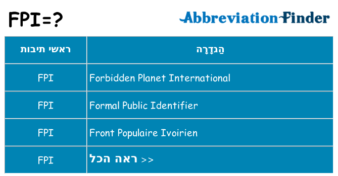מה המשמעות של FPI?