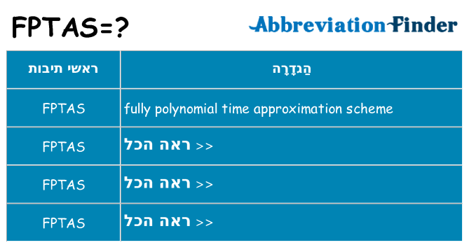 מה הפירוש fptas
