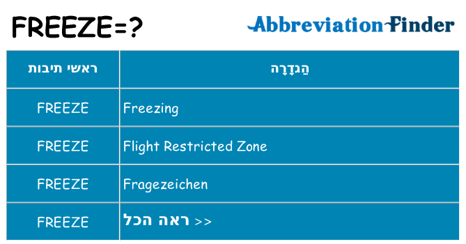 מה הפירוש freeze