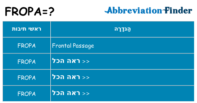 מה הפירוש fropa