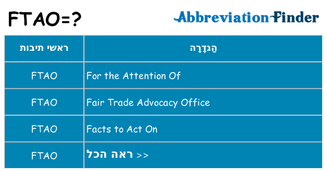 מה הפירוש ftao