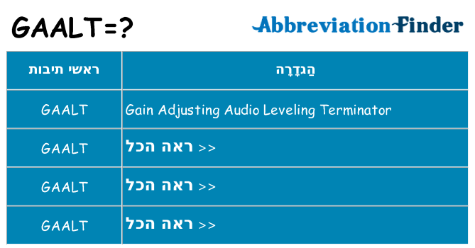 מה הפירוש gaalt