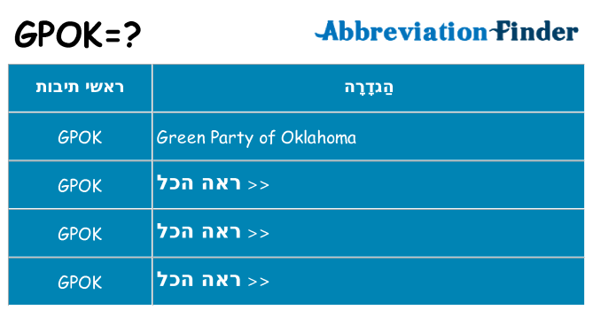 מה הפירוש gpok