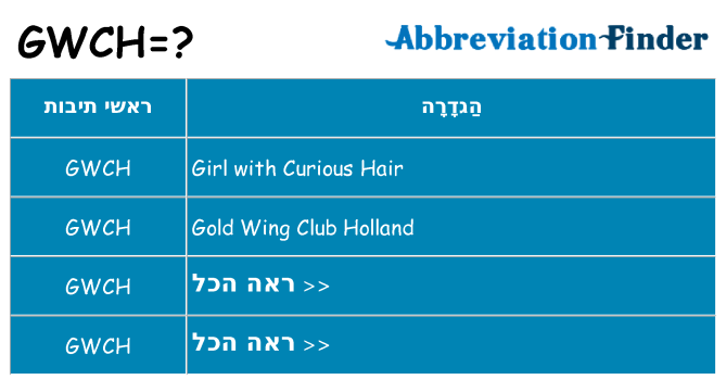 מה הפירוש gwch