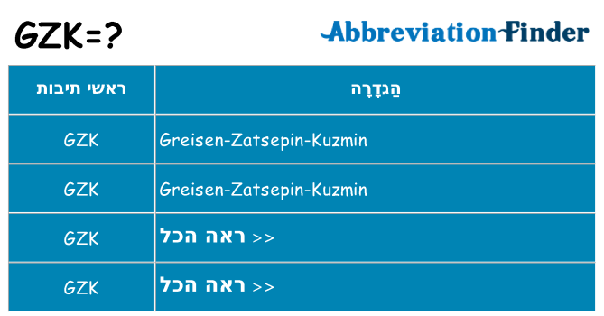 מה הפירוש gzk