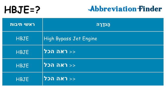 מה הפירוש hbje