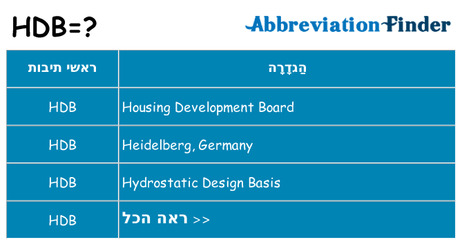 מה הפירוש hdb