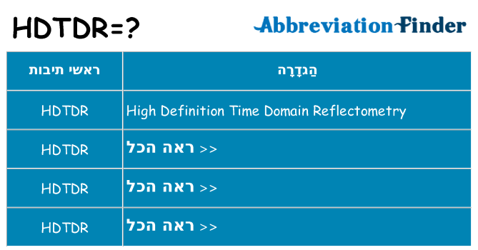 מה הפירוש hdtdr