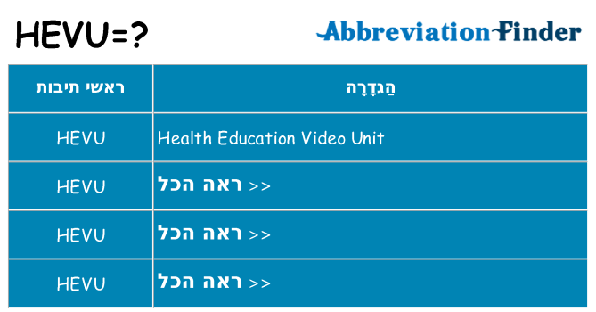 מה הפירוש hevu