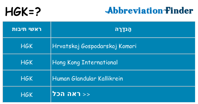 מה הפירוש hgk