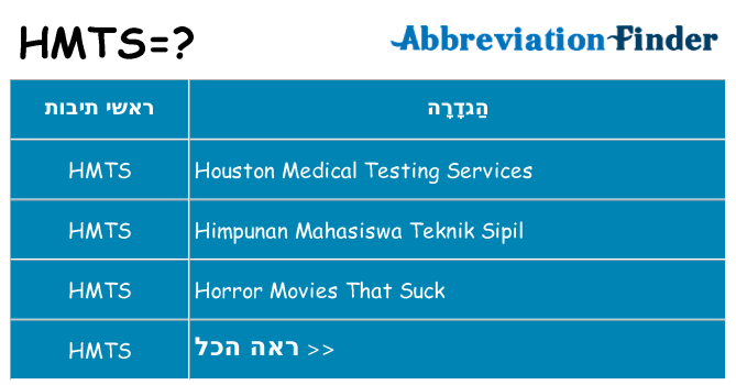 מה הפירוש hmts