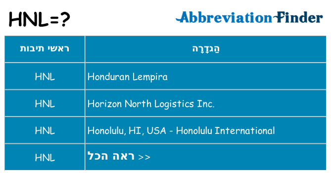 מה הפירוש hnl