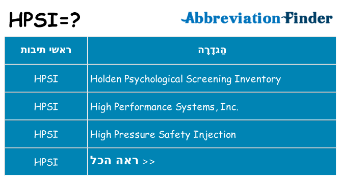 מה הפירוש hpsi