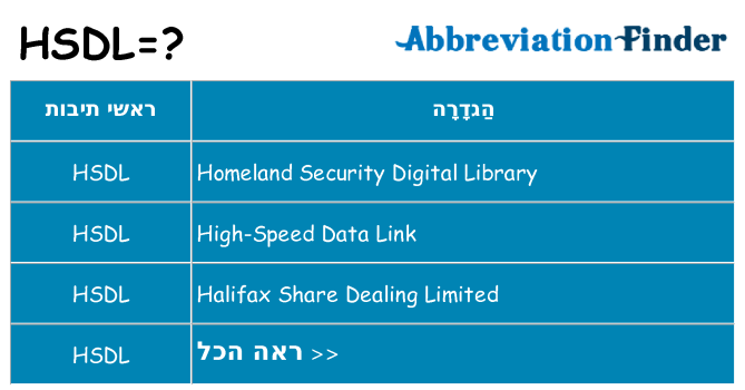 מה הפירוש hsdl