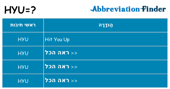 מה הפירוש hyu