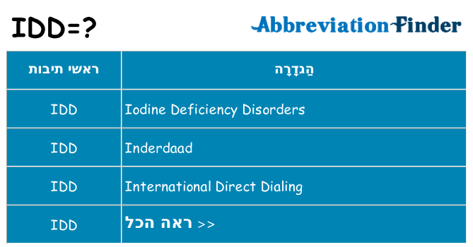 מה הפירוש idd