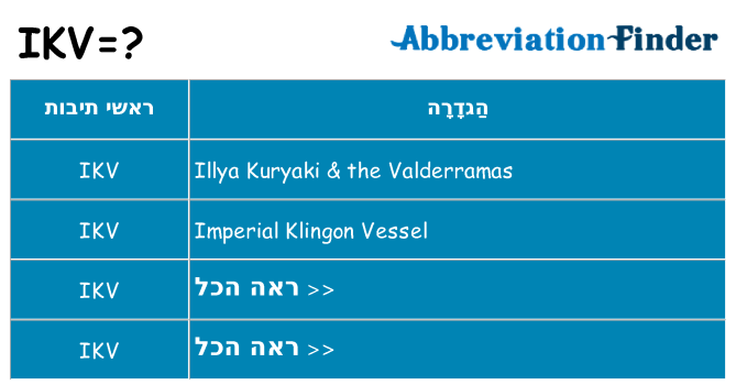 מה הפירוש ikv