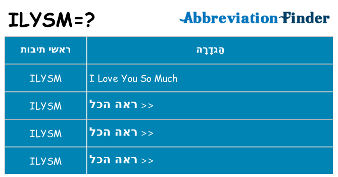 מה הפירוש ilysm