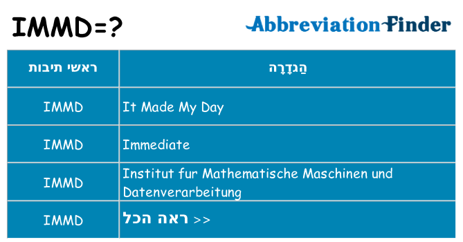 מה הפירוש immd
