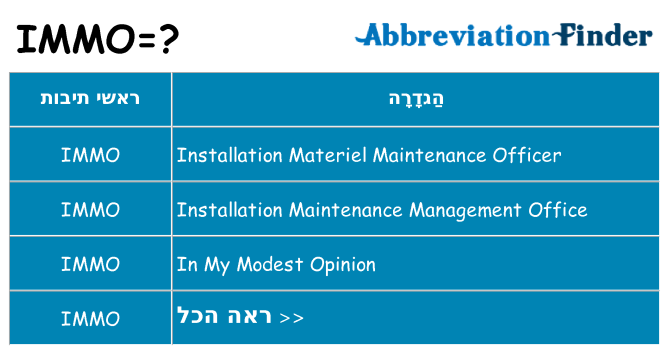 מה הפירוש immo