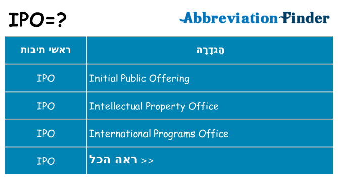 מה הפירוש ipo