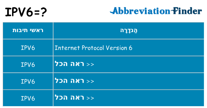 מה הפירוש ipv6