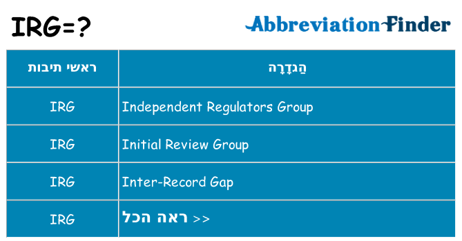 מה הפירוש irg