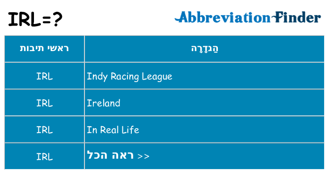 מה הפירוש irl