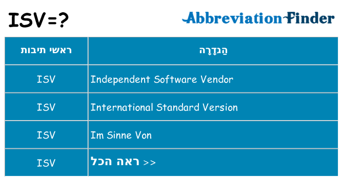 מה הפירוש isv