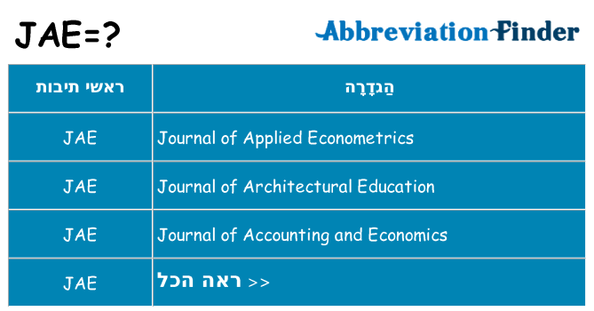מה הפירוש jae
