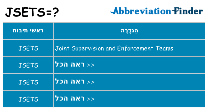 מה הפירוש jsets