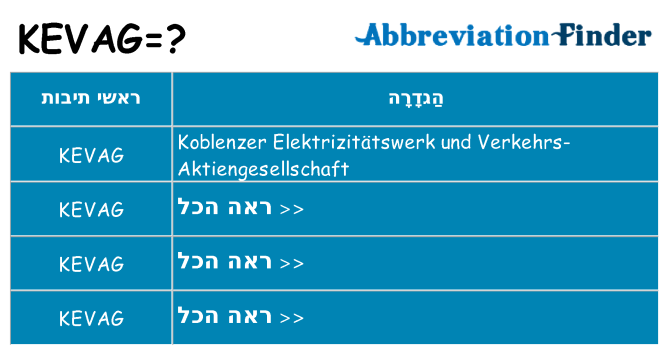 מה הפירוש kevag