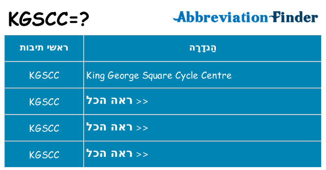 מה הפירוש kgscc