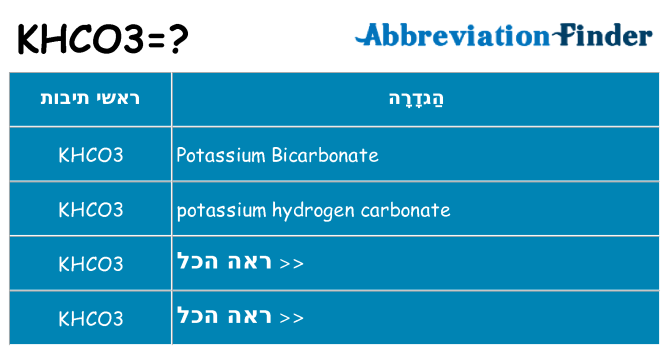 מה הפירוש khco3