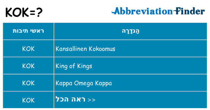 מה הפירוש kok