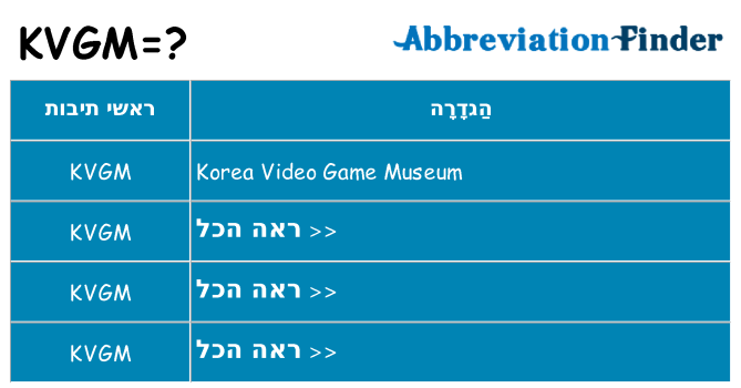 מה הפירוש kvgm