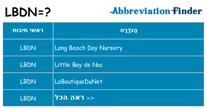 מה הפירוש lbdn
