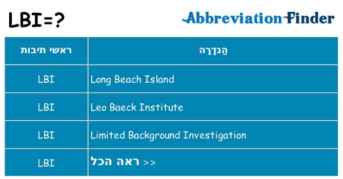 מה הפירוש lbi
