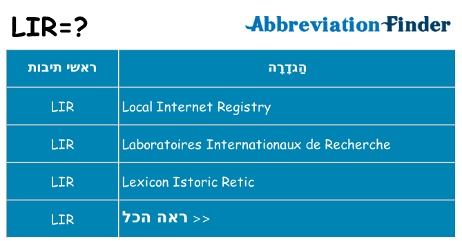 מה הפירוש lir
