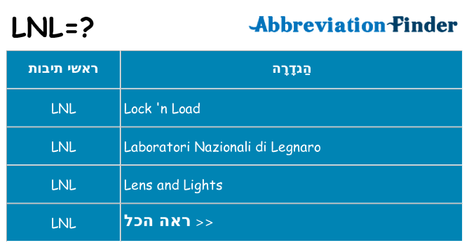 מה הפירוש lnl