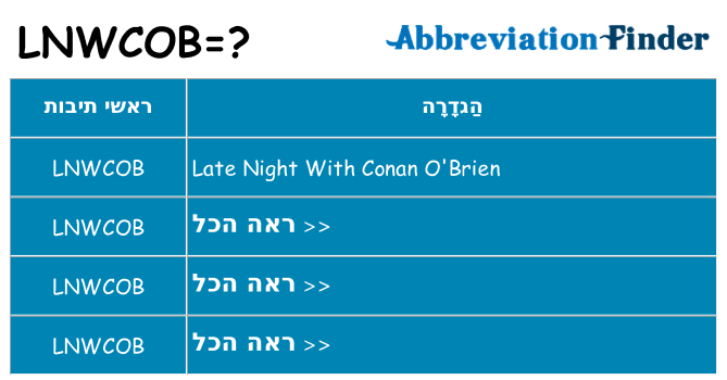 מה הפירוש lnwcob