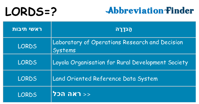 מה הפירוש lords