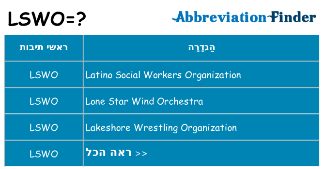 מה הפירוש lswo