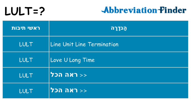 מה הפירוש lult