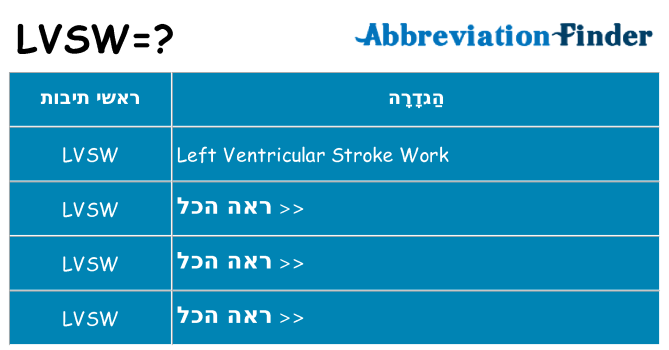 מה הפירוש lvsw