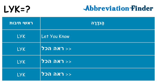 מה הפירוש lyk