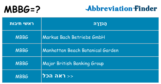 מה הפירוש mbbg
