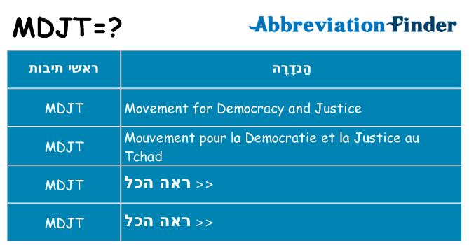 מה הפירוש mdjt