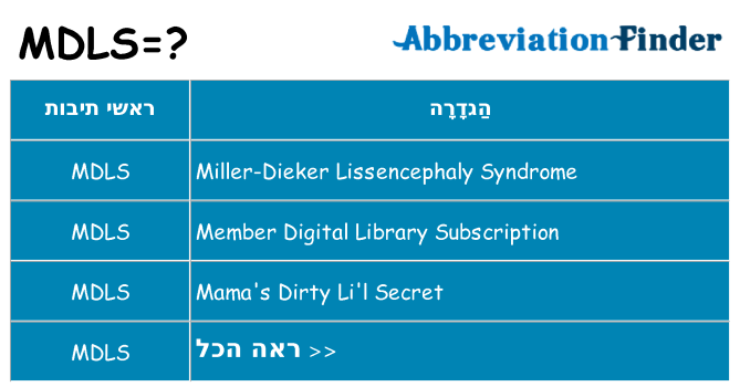 מה הפירוש mdls